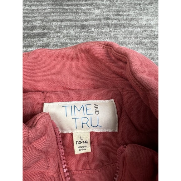 Time and Tru Jacket Womens Large‎ Pink Full Zip Quilted Cotton Pockets - Picture 12 of 14